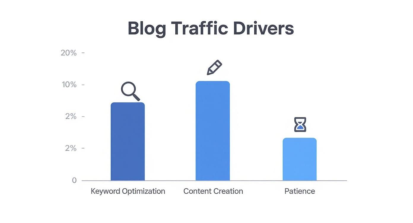 Infographic about how to increase blog traffic