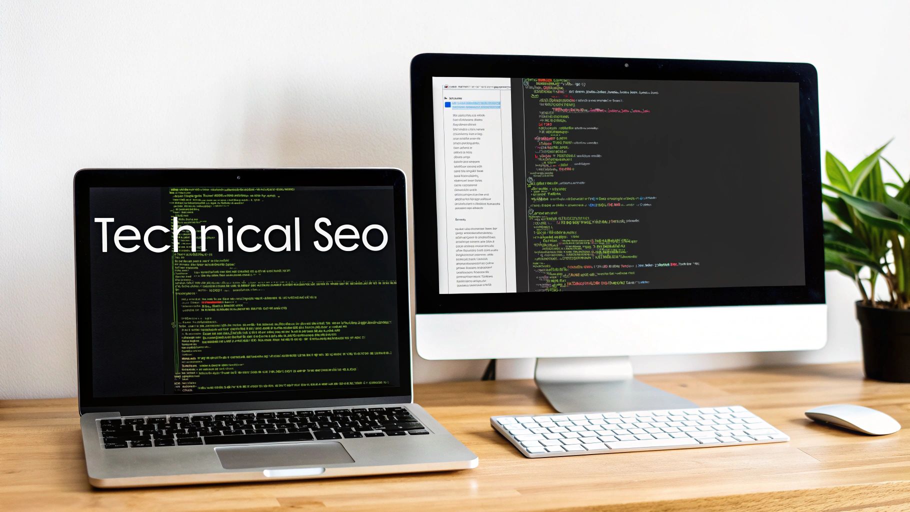 A person working on a laptop with charts and graphs in the background