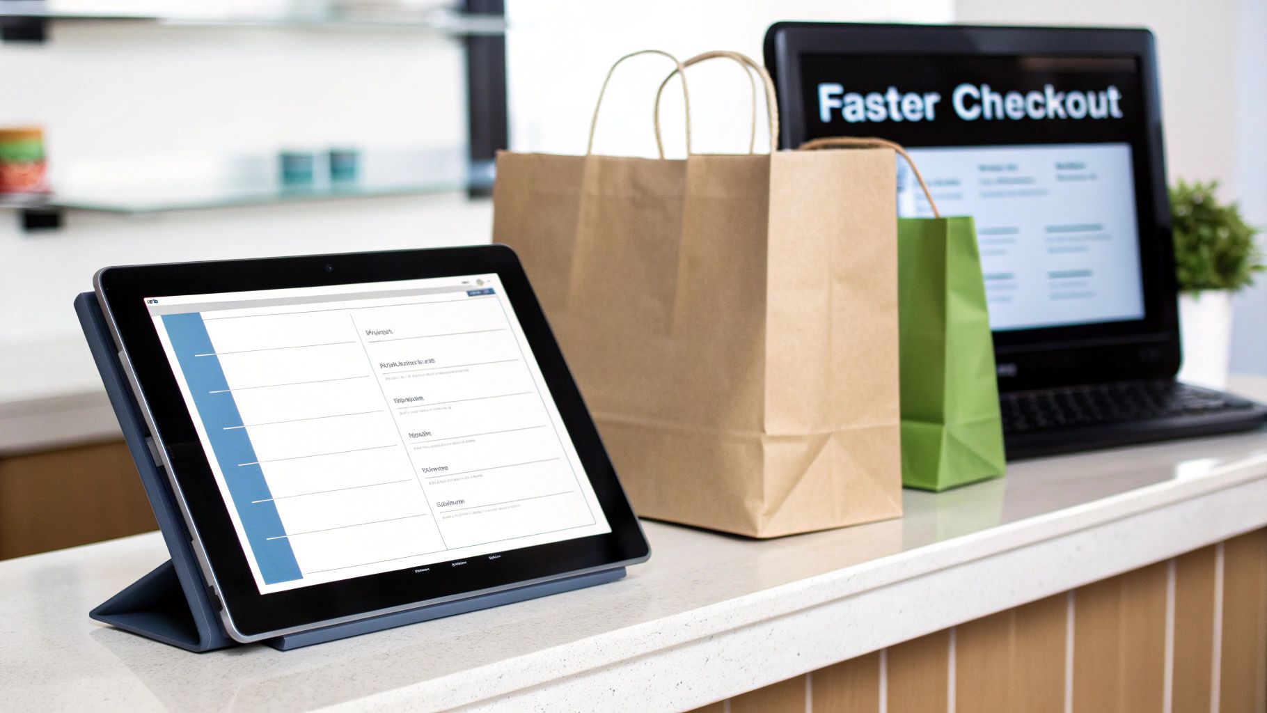 A streamlined checkout page on a mobile phone, showing minimal form fields and clear payment options.