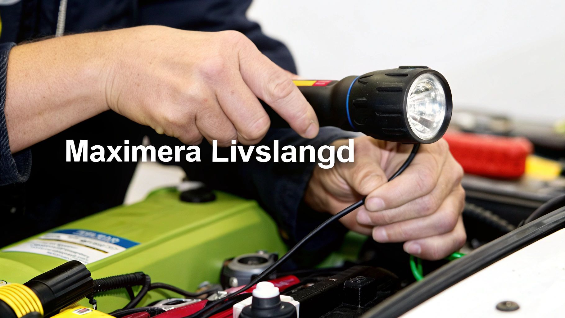 En närbild på en persons händer som rengör och underhåller en Nitecore-ficklampa.