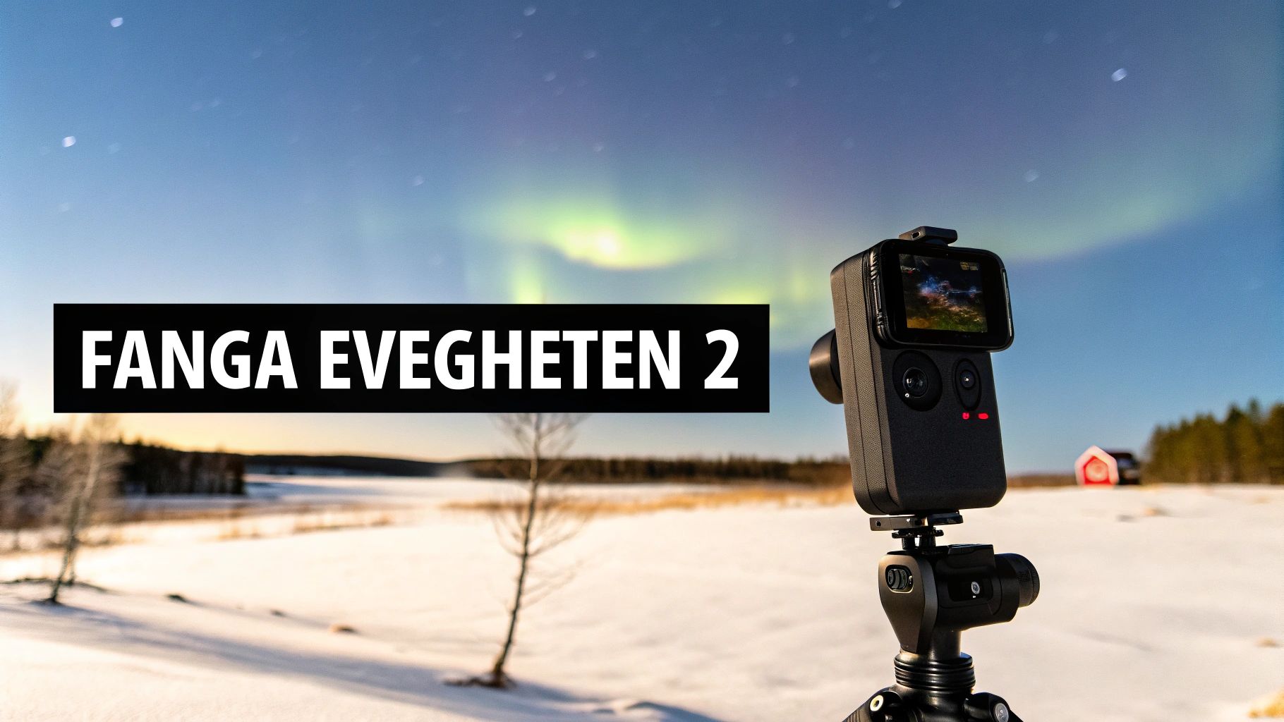 En person filmar ett svenskt landskap i skymningen med en DJI Pocket 2