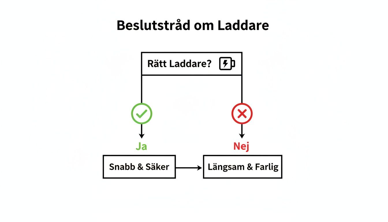 Charger decision tree showing consequences of choosing the right or wrong charger.