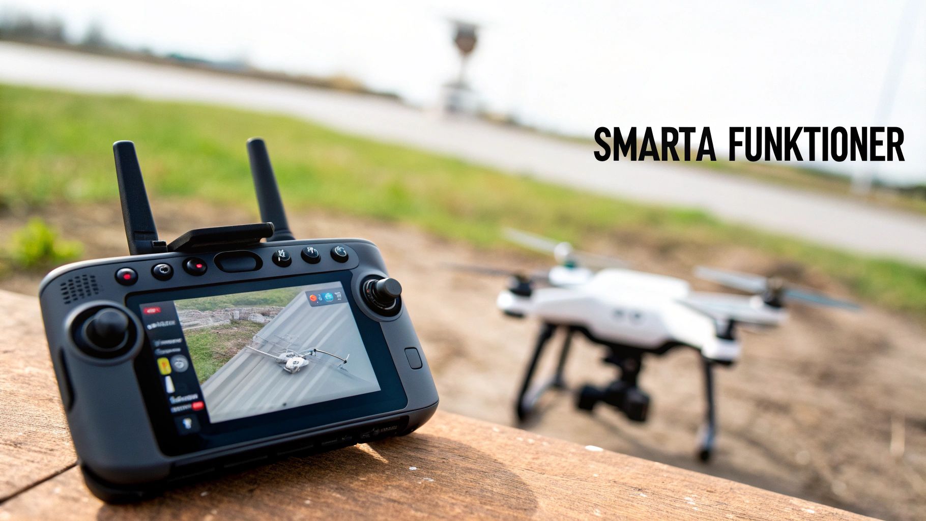 En drönare med kamera som fångar en fantastisk vy över ett bergigt kustlandskap