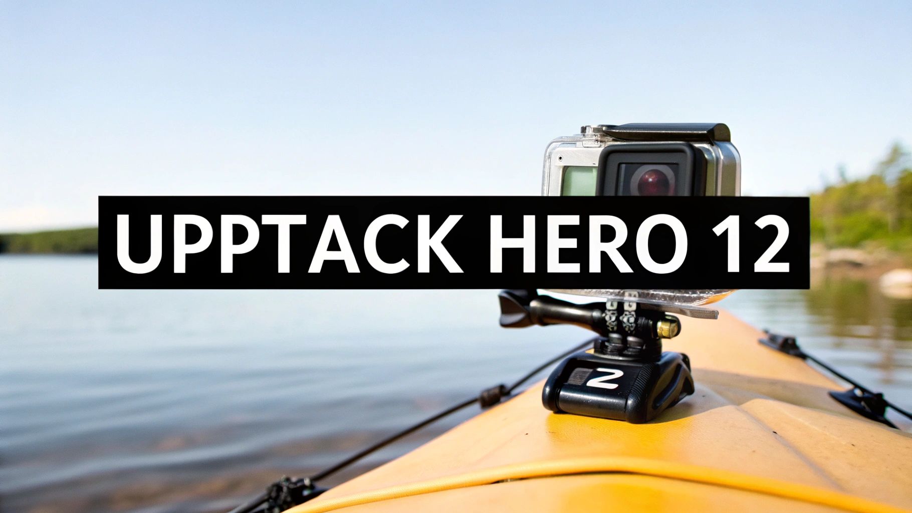 En GoPro Hero 12 monterad på ett stativ, redo att filma ett äventyr.