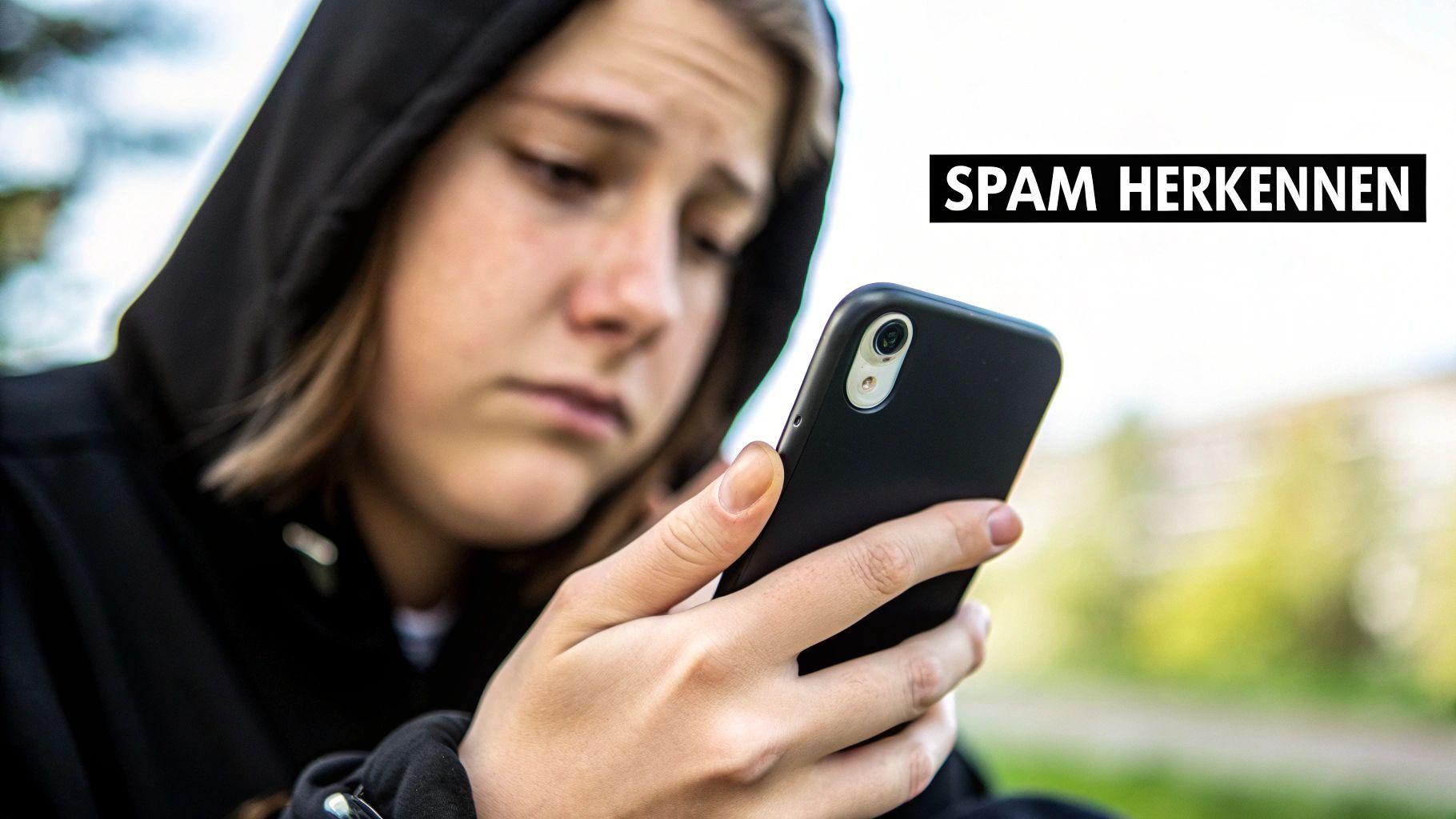 Een persoon die een verdacht telefoontje op een smartphone negeert