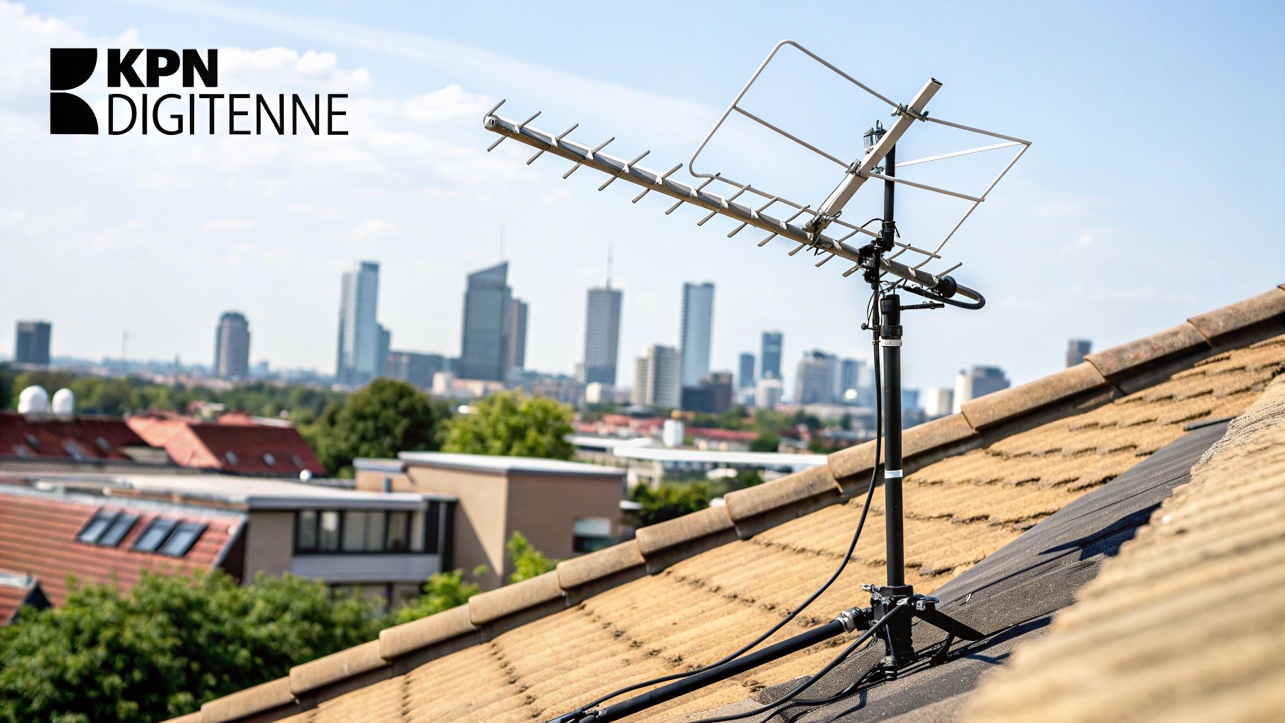 Afbeelding van iemand die de KPN Digitenne-ontvanger controleert