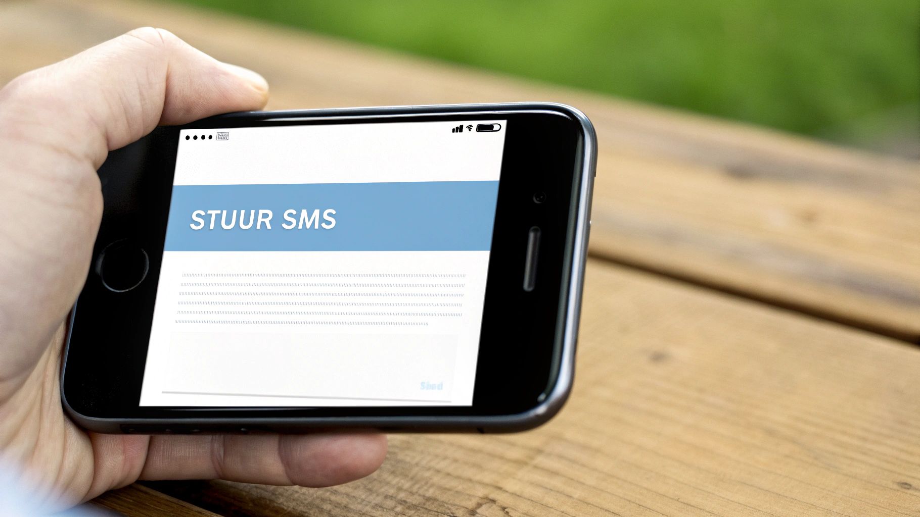 Een smartphone die een SMS-bericht verstuurt met de tekst 'BLOCK' naar het noodnummer van een bank, waarna een inkomende oproep van de bank op het scherm verschijnt.