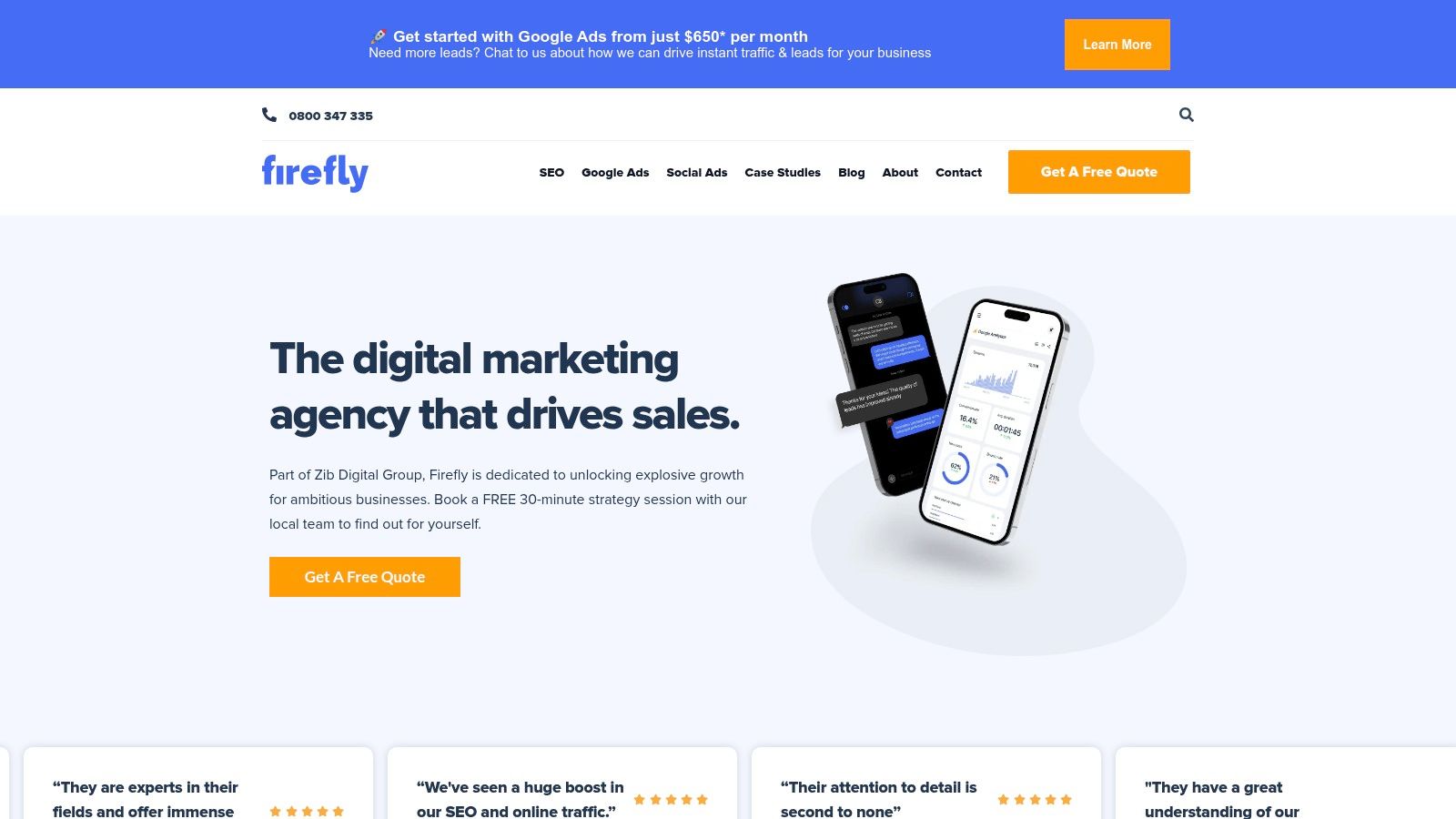 Firefly Digital's website showcases their specialisation in paid media and SEO for NZ businesses.