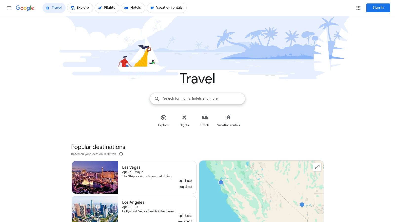 Google Travel and Google Maps trip planning