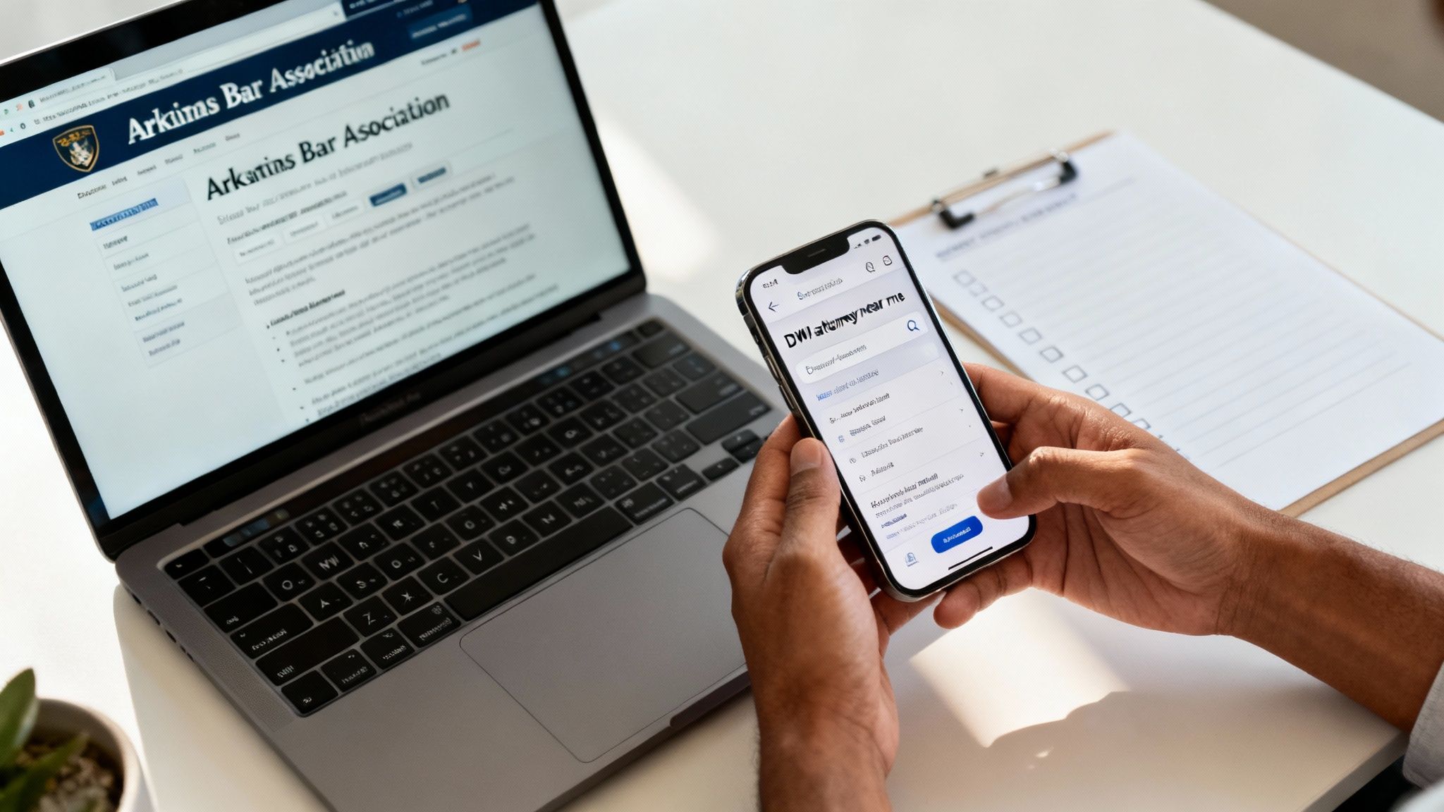 How to Find a DWI Attorney in Northwest Arkansas 2 A person using a laptop to search for legal help online.