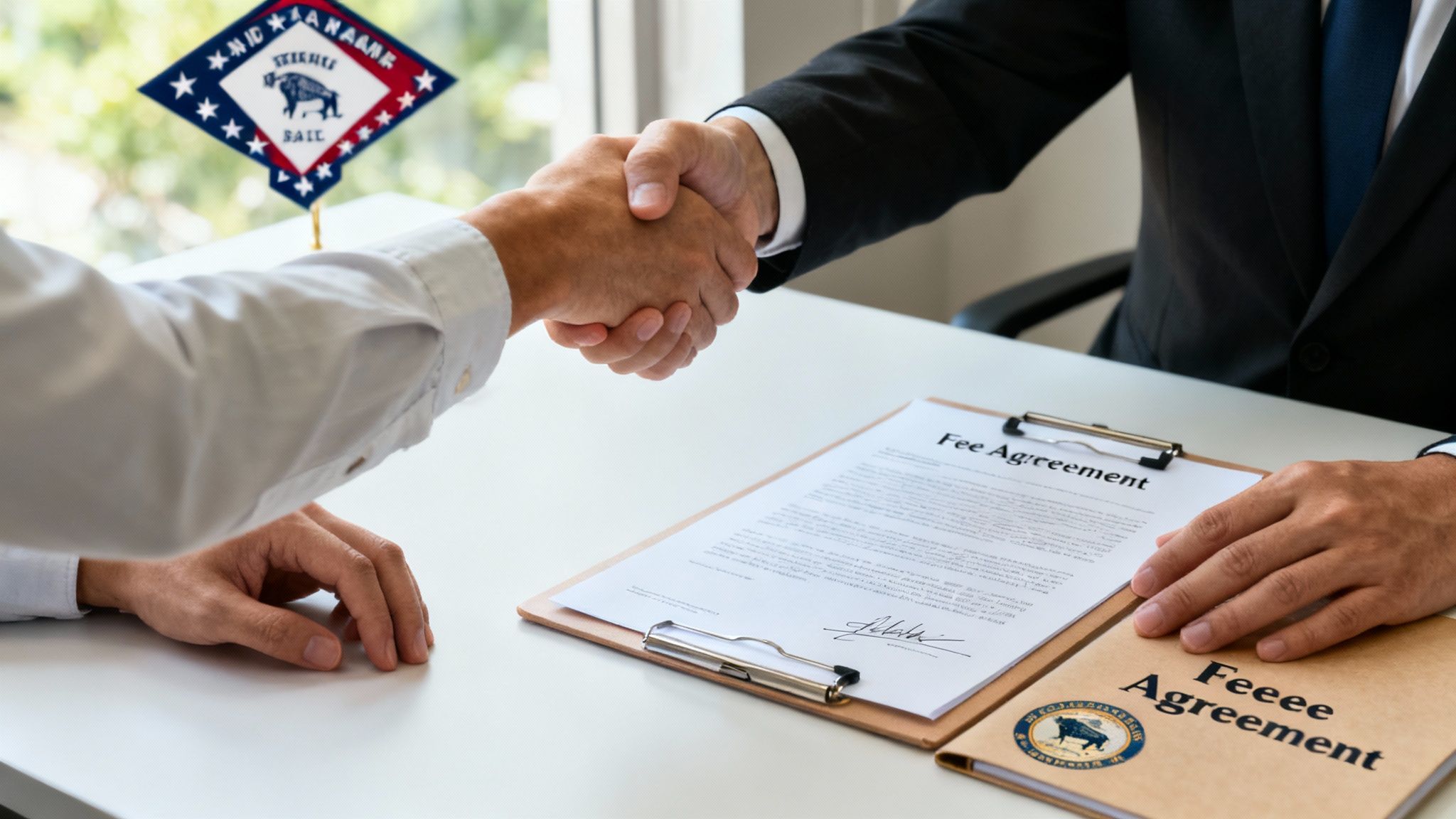 Find a Divorce Attorney Near Me in Arkansas Today 3 A signed legal document with a pen, symbolizing the final step of hiring an attorney.