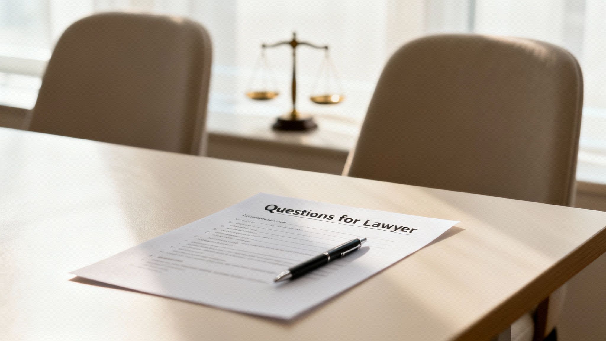 How to Find the Best DWI Lawyer Near Me: A Step-by-Step Guide 3 Questions for lawyer document with pen on table in modern legal consultation office