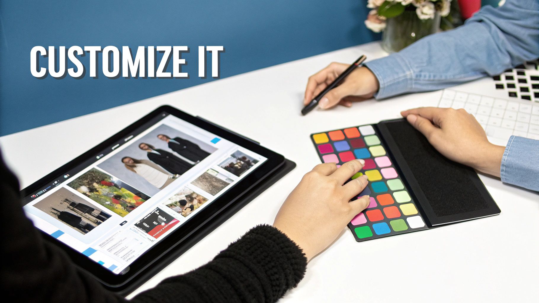 Customized portable photo booth with unique props