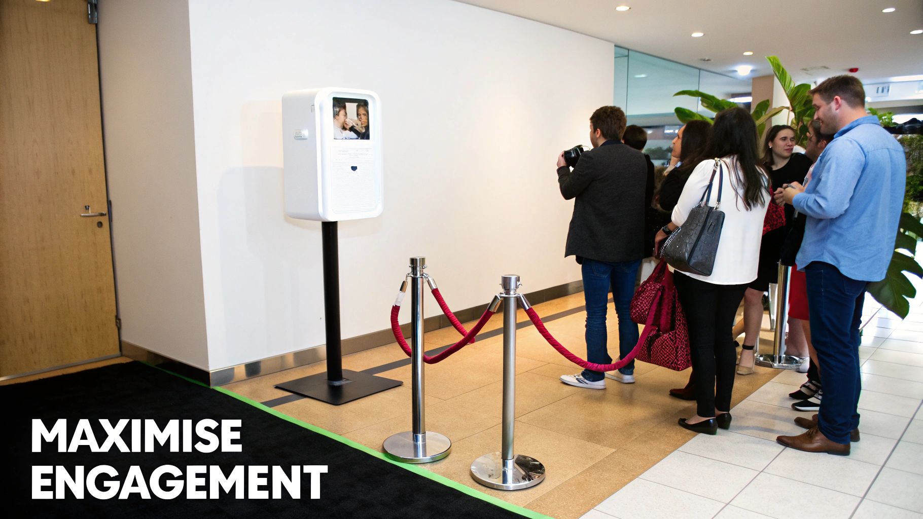 Guests using props and enjoying a photobooth for hire