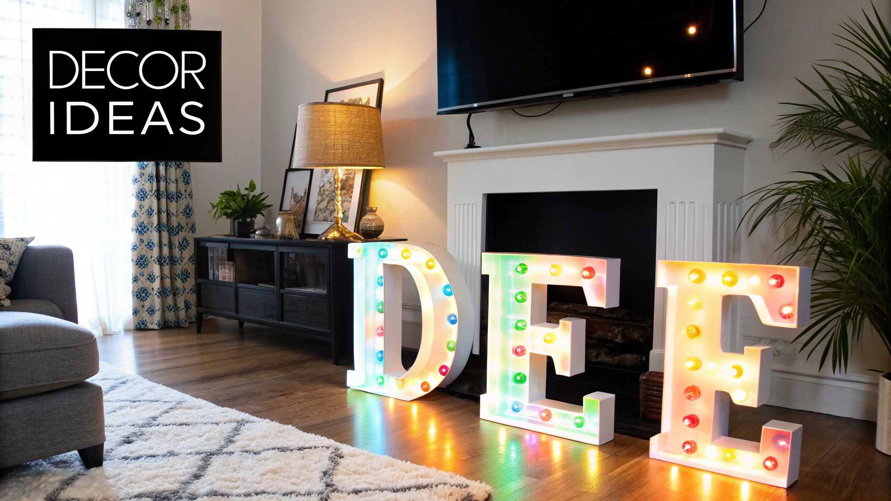 LED light up letters spelling 'LOVE' at an event