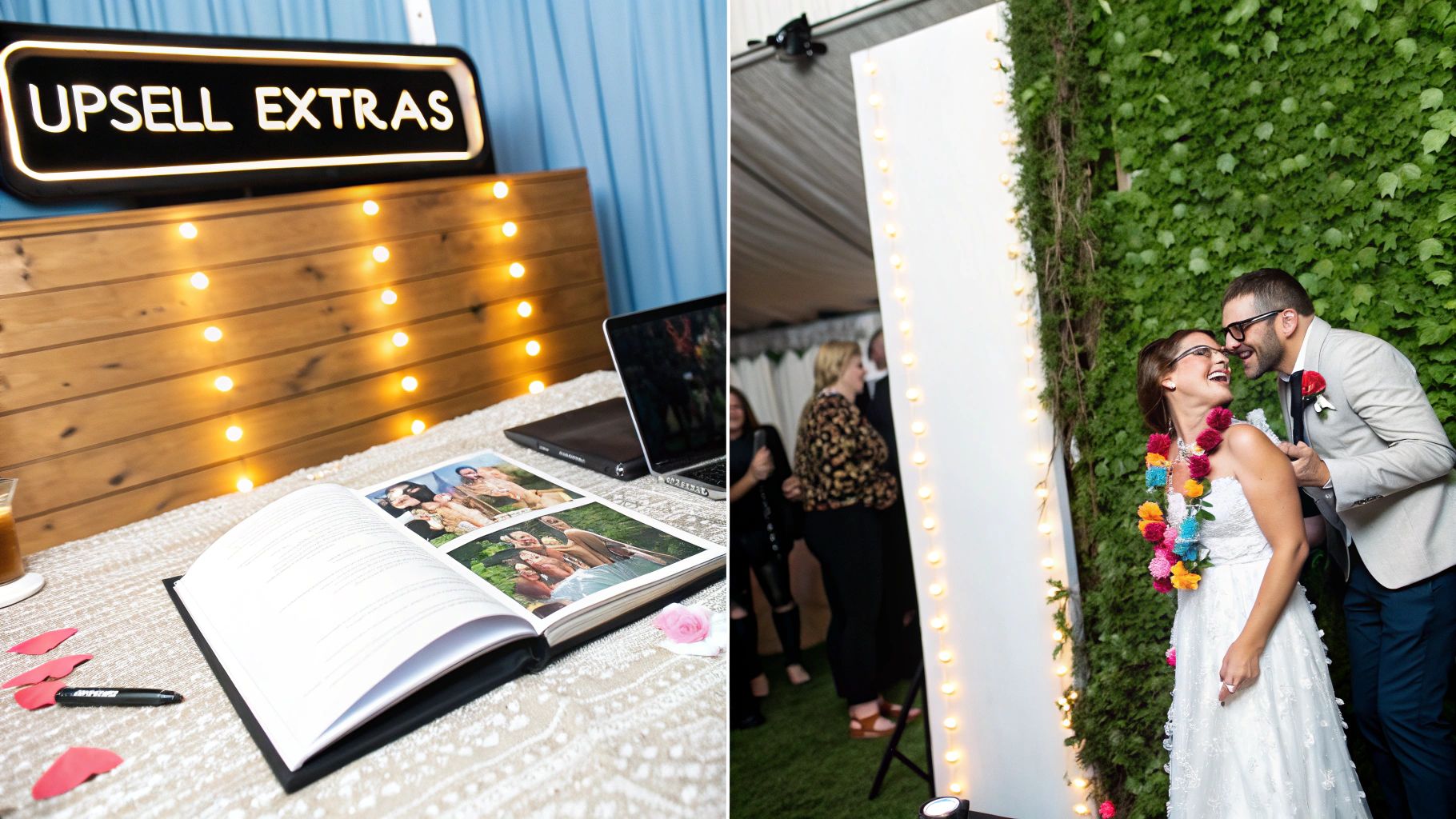 A beautiful flower wall backdrop for a photo booth.