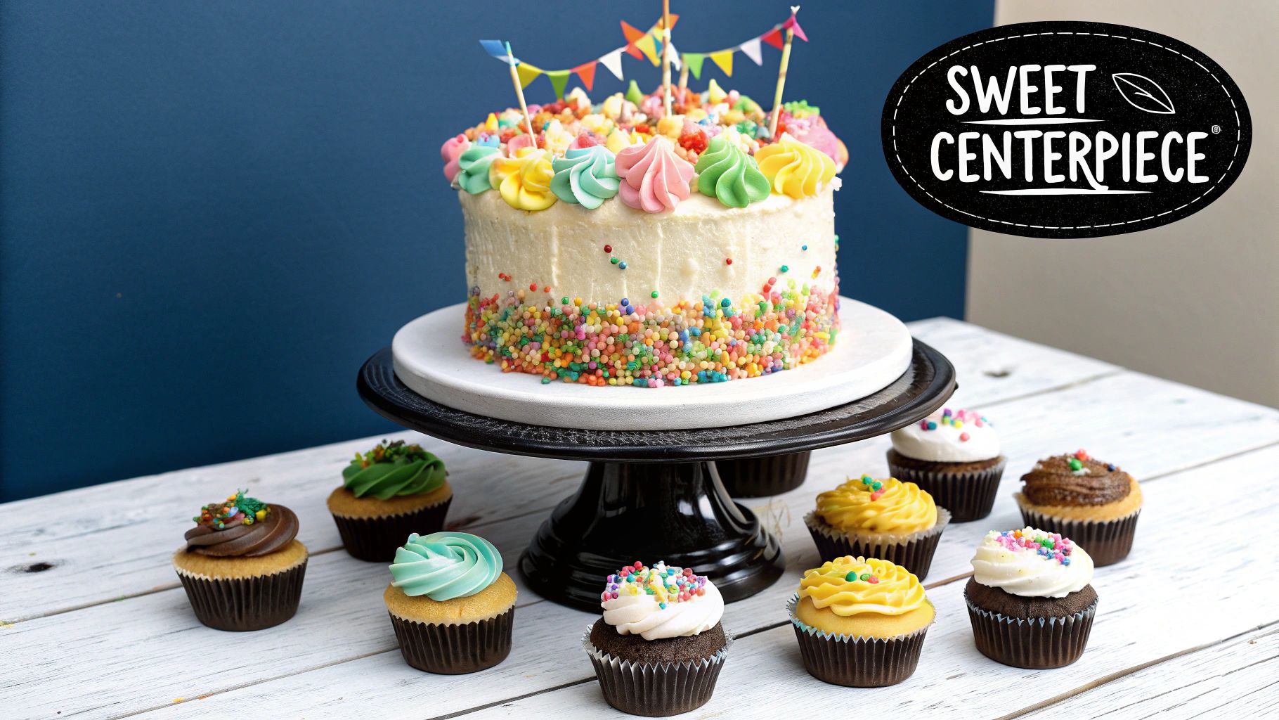 A beautifully decorated birthday cake with lit candles, ready for a celebration.