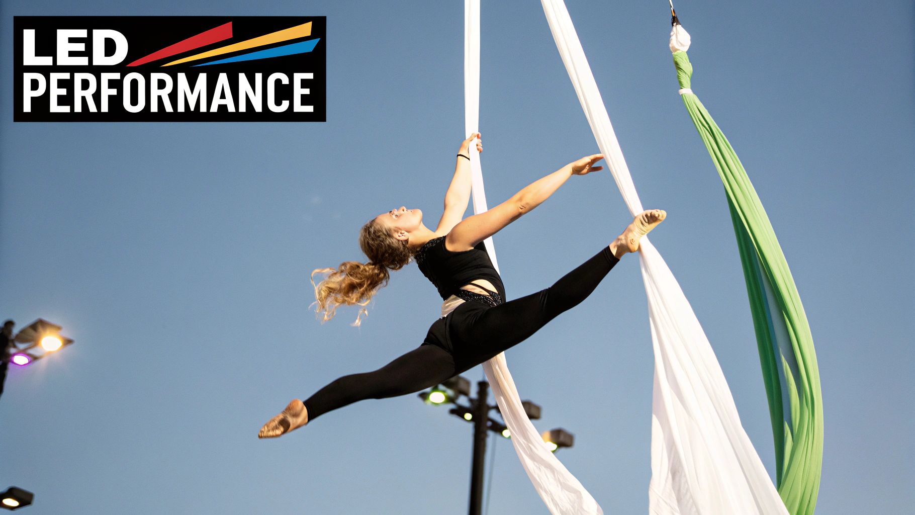 Aerial Silk Performers with LED Integration