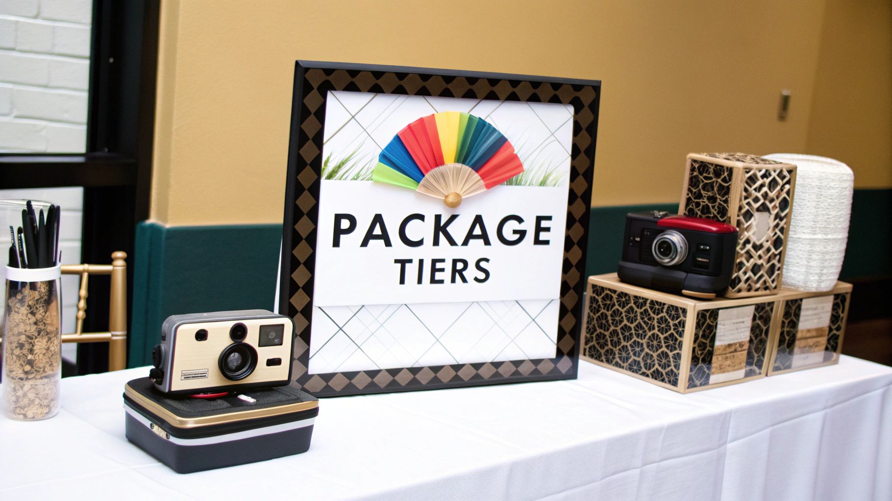 A display of different photo booth print layouts and custom designs.
