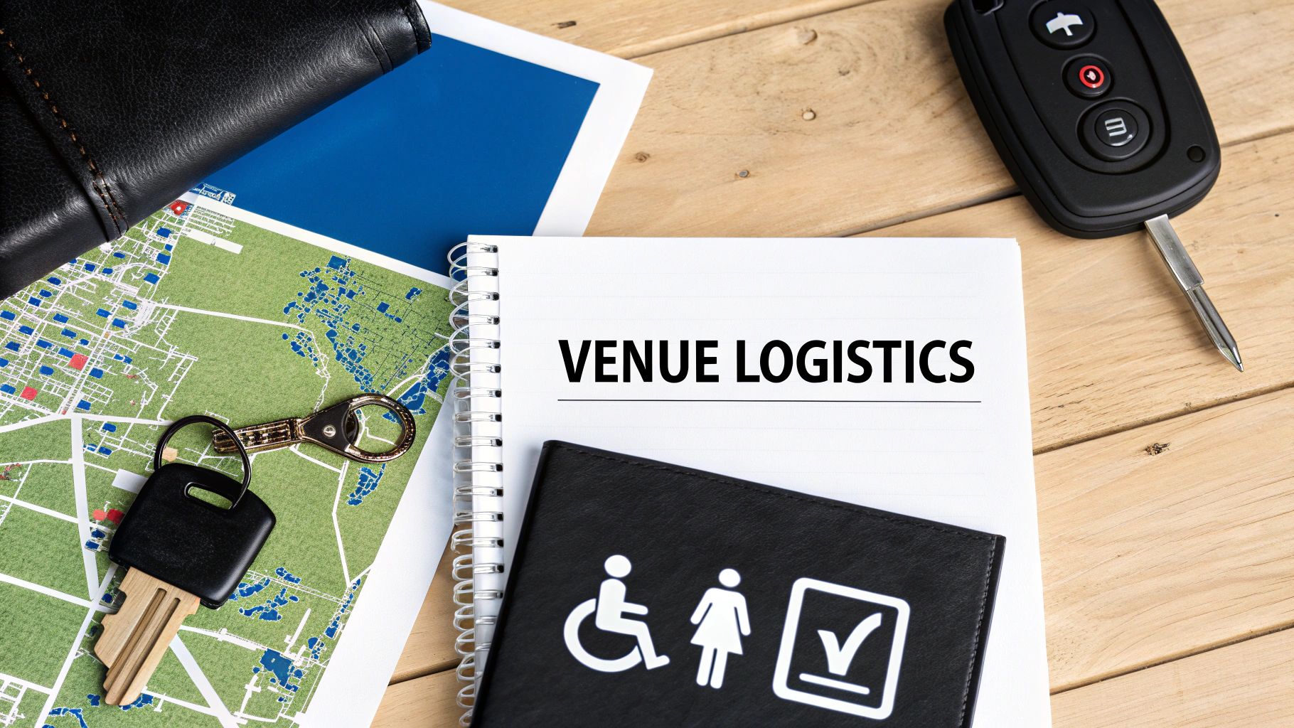 A wedding reception venue at night, beautifully lit with string lights.