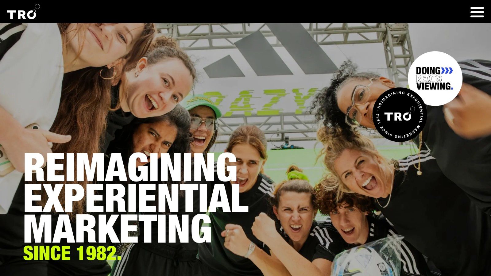 TRO website showcasing an engaging brand activation event.