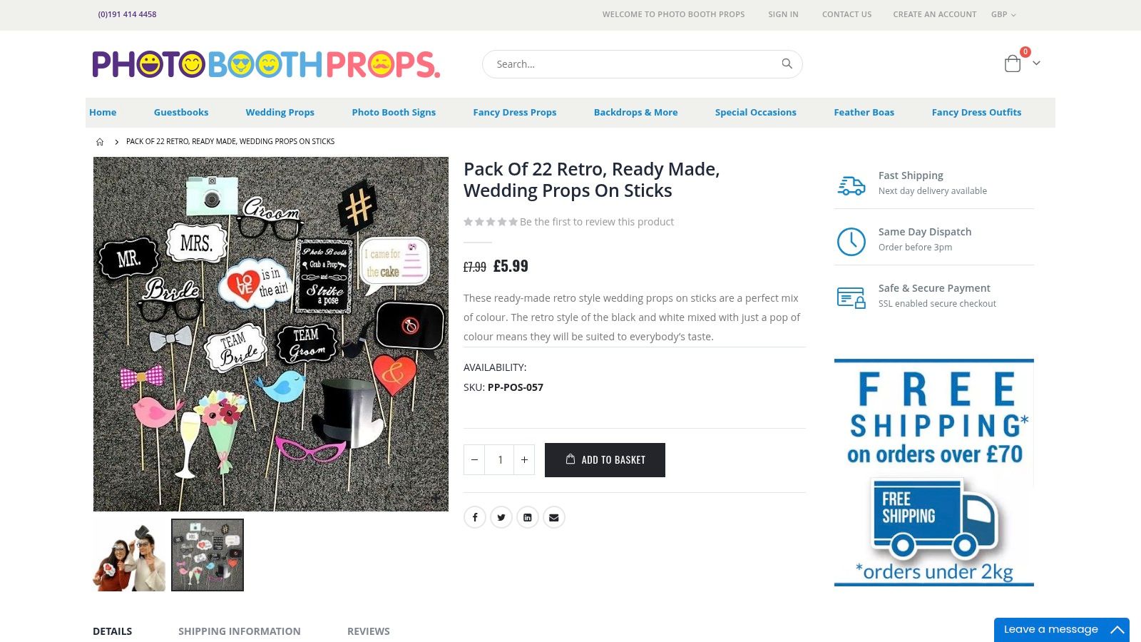 A collection of retro-themed wedding photo booth props from Photobooth-Props.co.uk