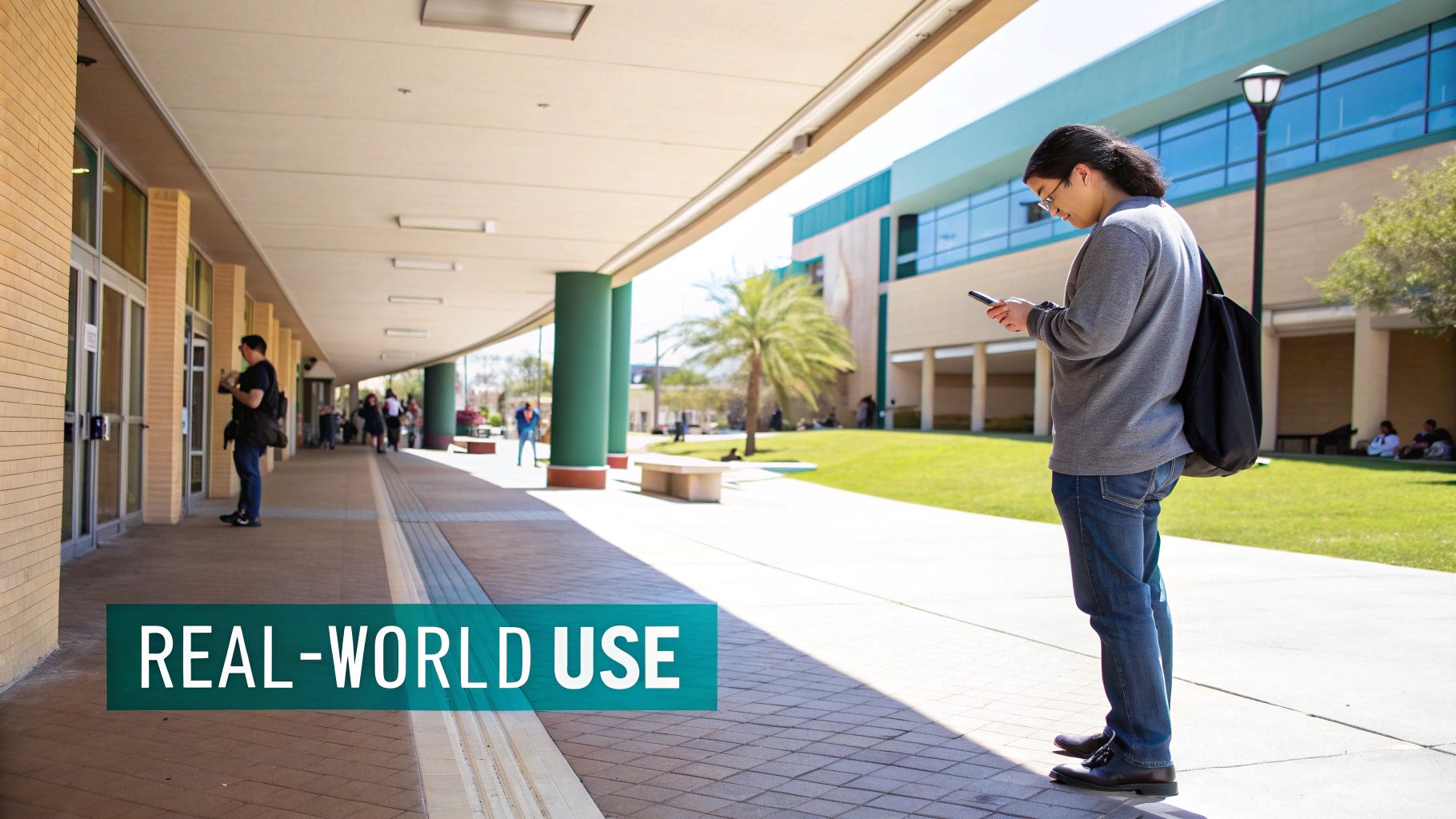 A person receiving a geofenced notification on their phone while on a Wi-Fi network.