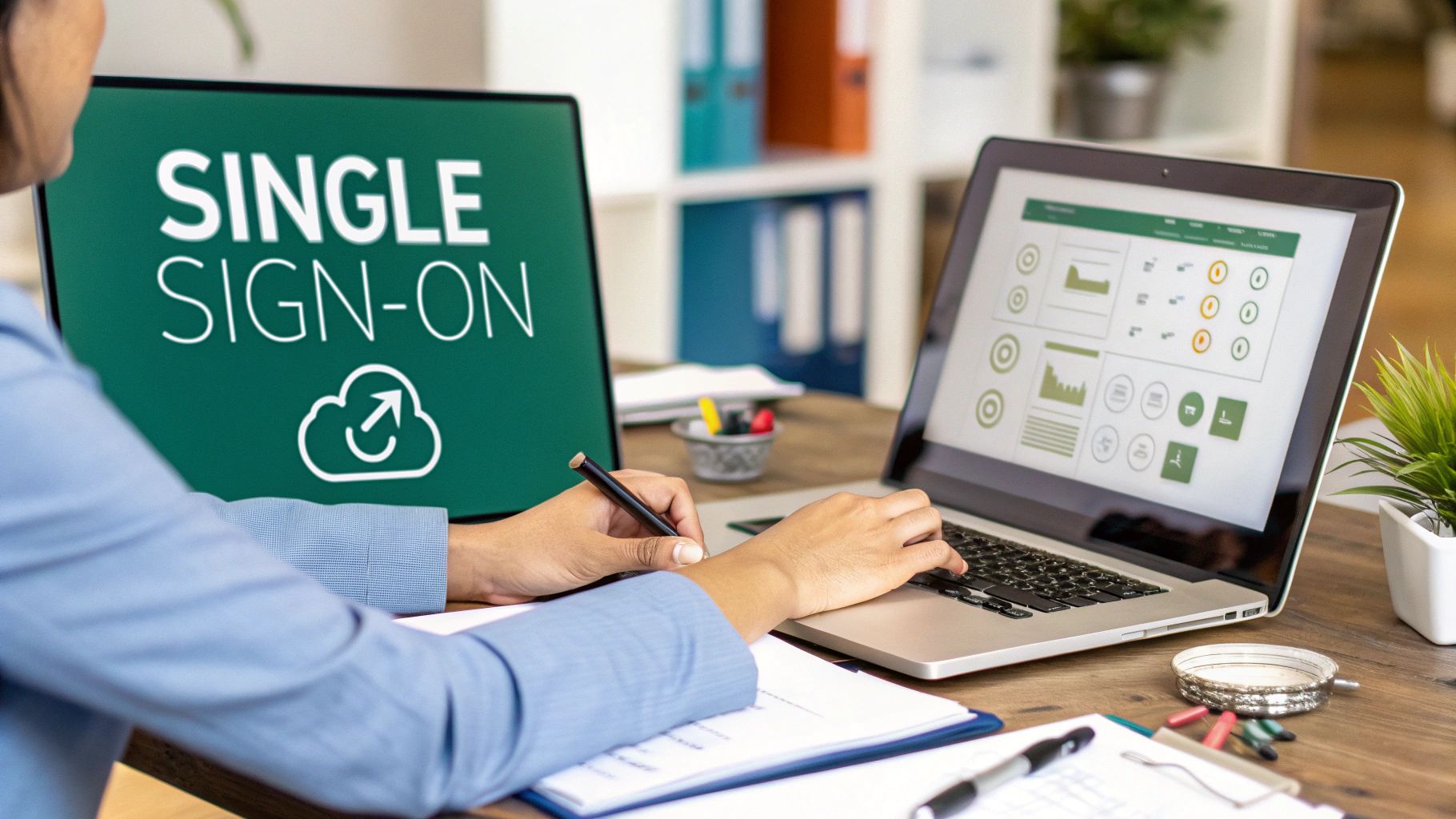 A person using a smartphone to connect to a guest WiFi captive portal on a blurred background.