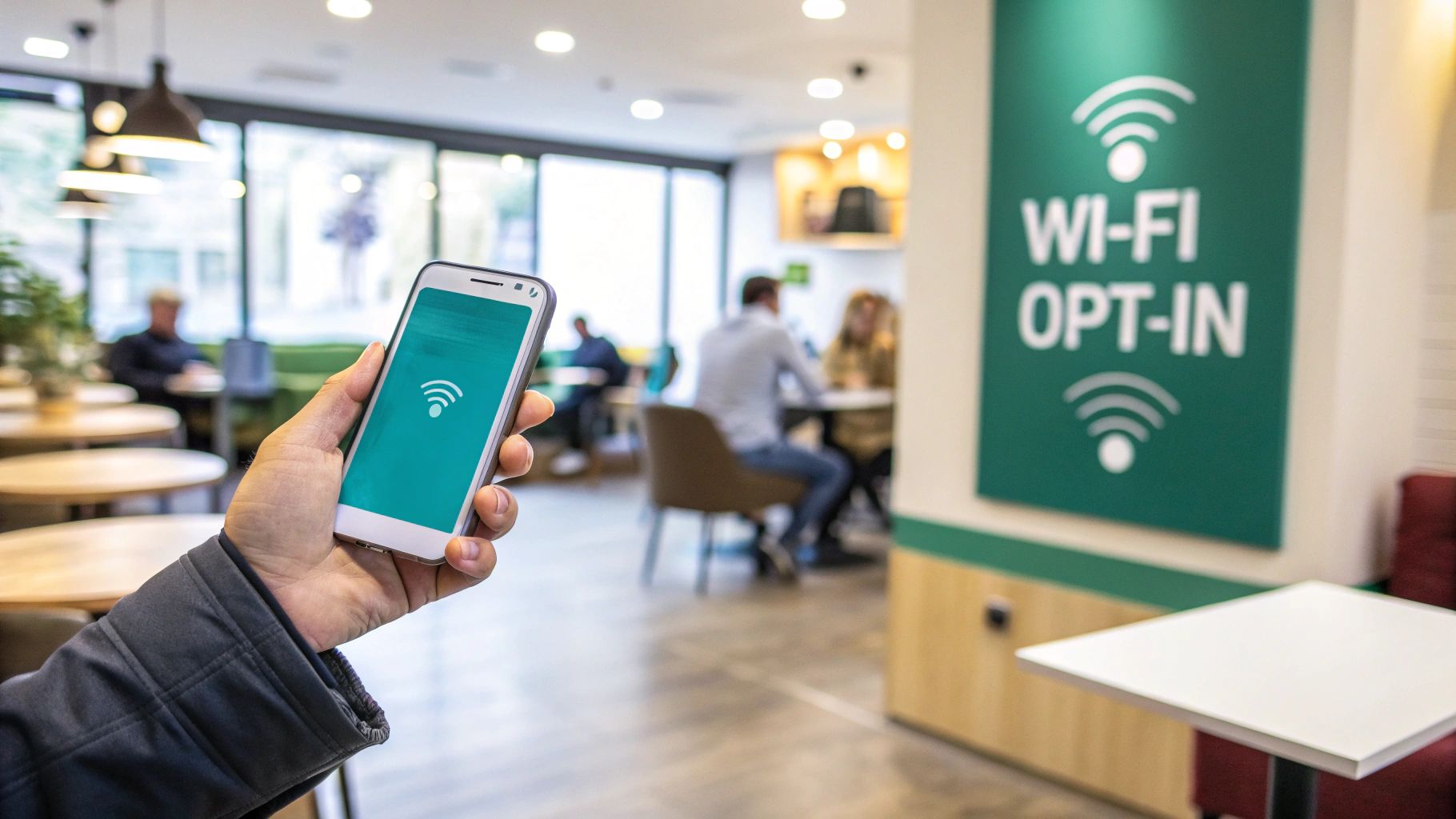 A person connecting to a Wi-Fi captive portal on their smartphone.