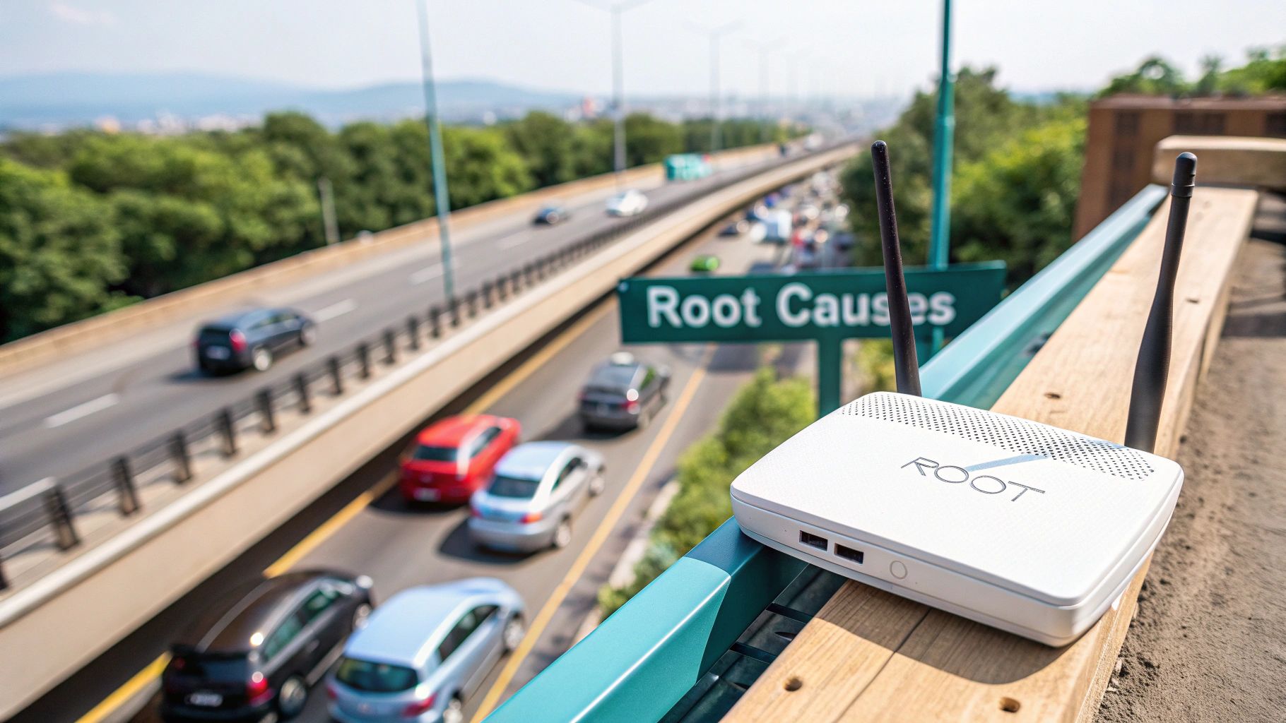 A stylized image showing Wi-Fi signal waves radiating from an access point.