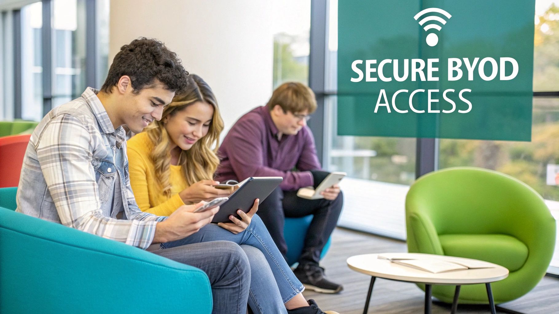 A person using their smartphone to connect to a secure WiFi network.