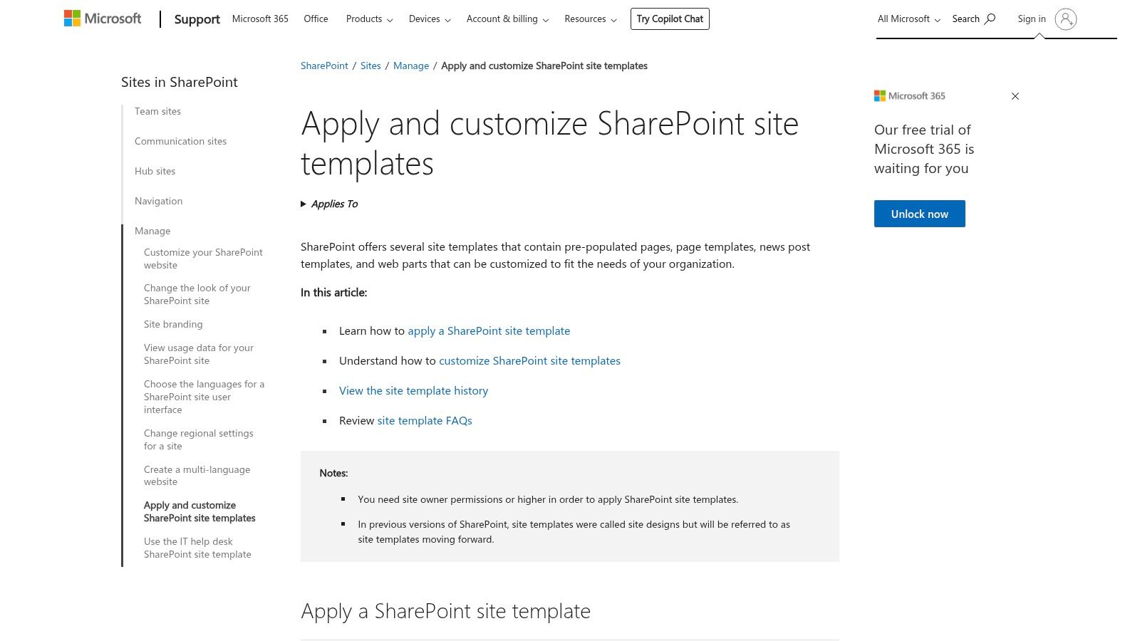 Microsoft SharePoint (Microsoft 365) site templates