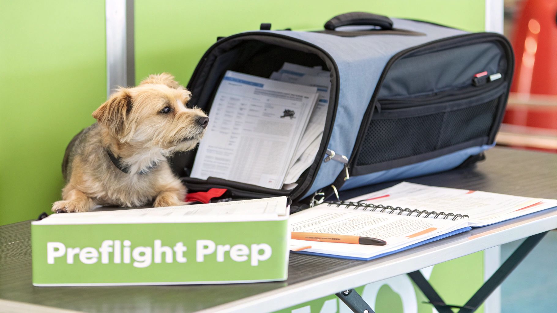 Pet ready for flight