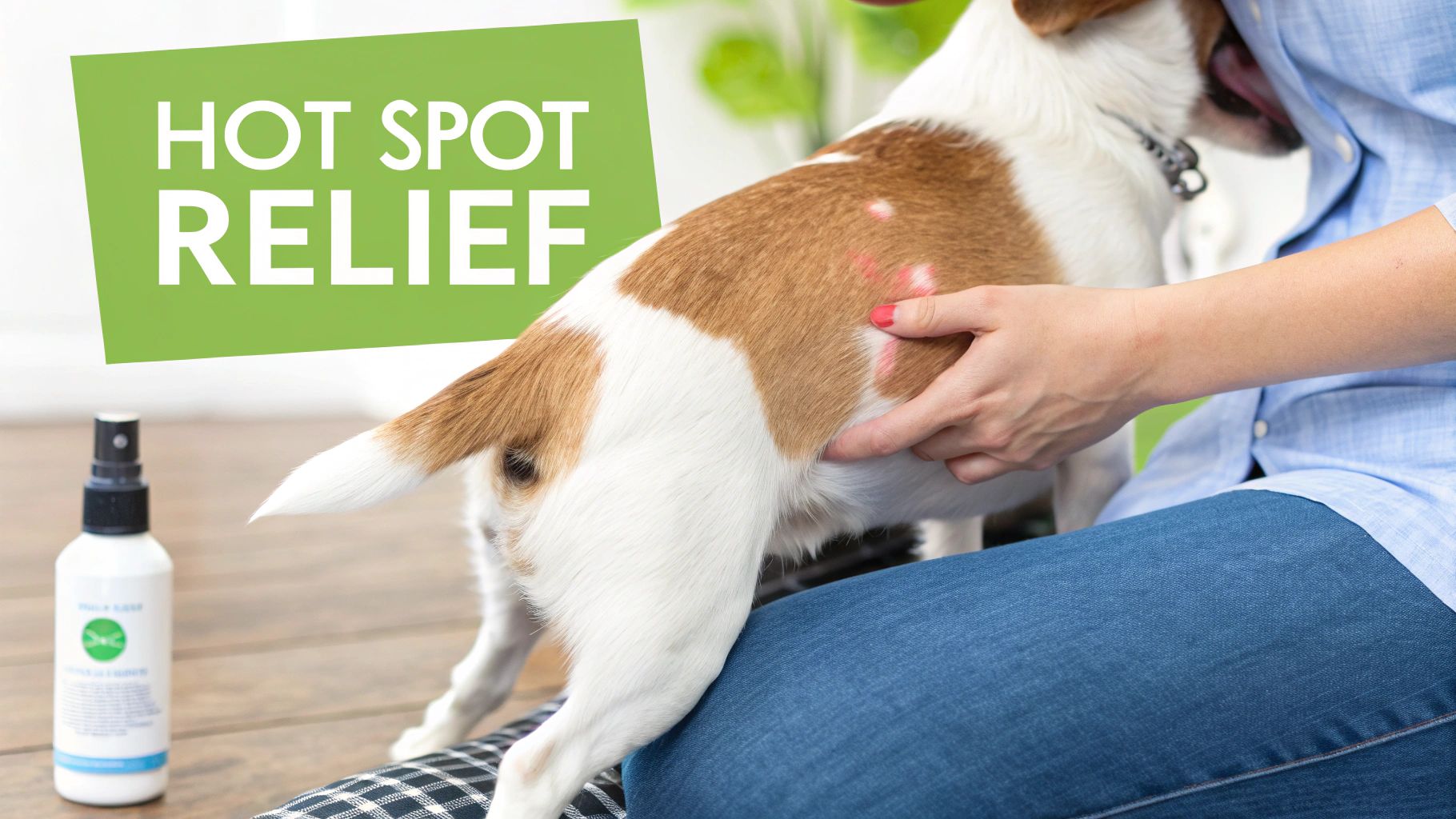 A close-up shot of a veterinarian examining a dog's skin, showing a real-world application of pet healthcare.