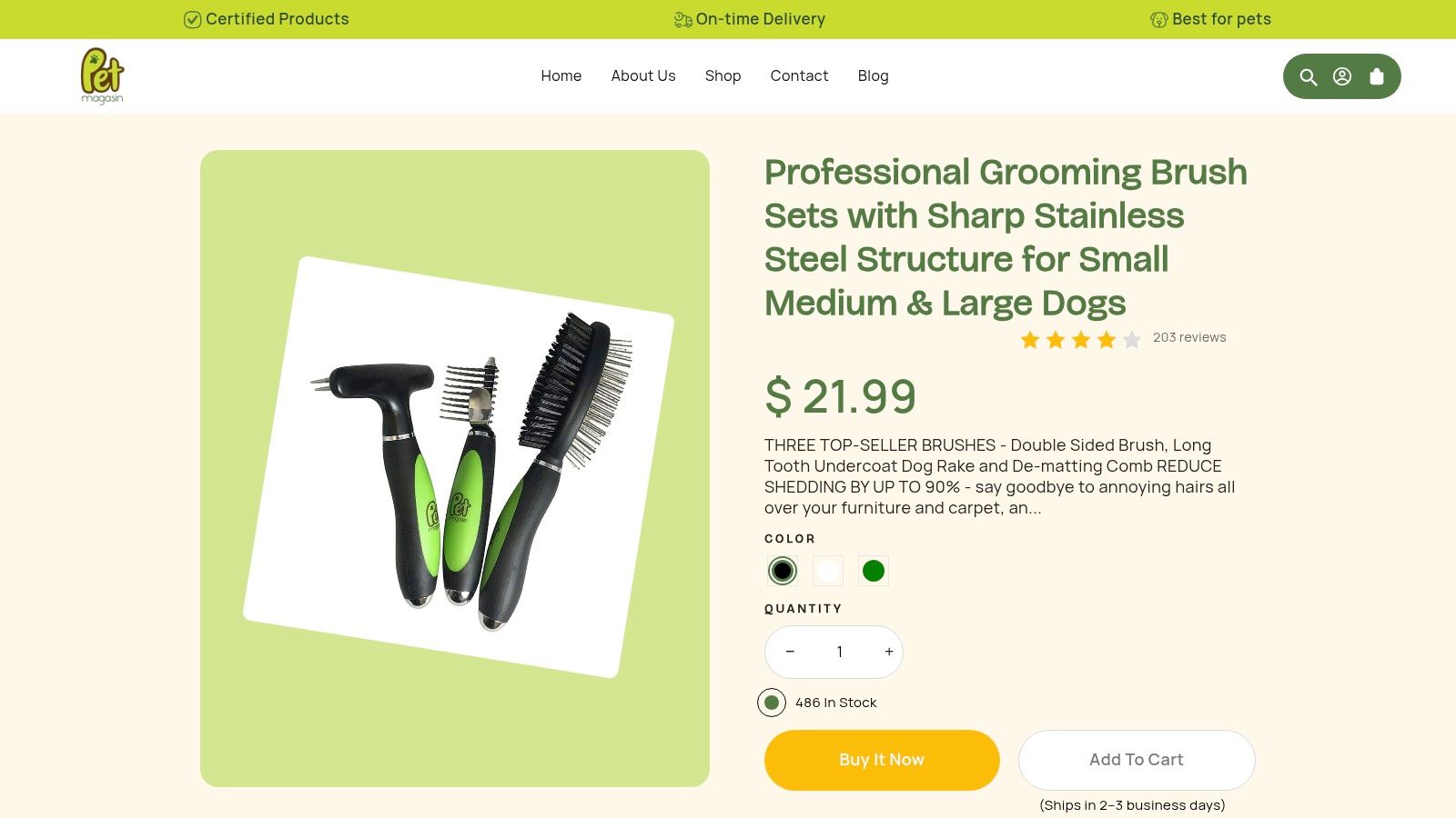 Professional Grooming Brush Sets with Sharp Stainless Steel Structure for Small Medium & Large Dogs