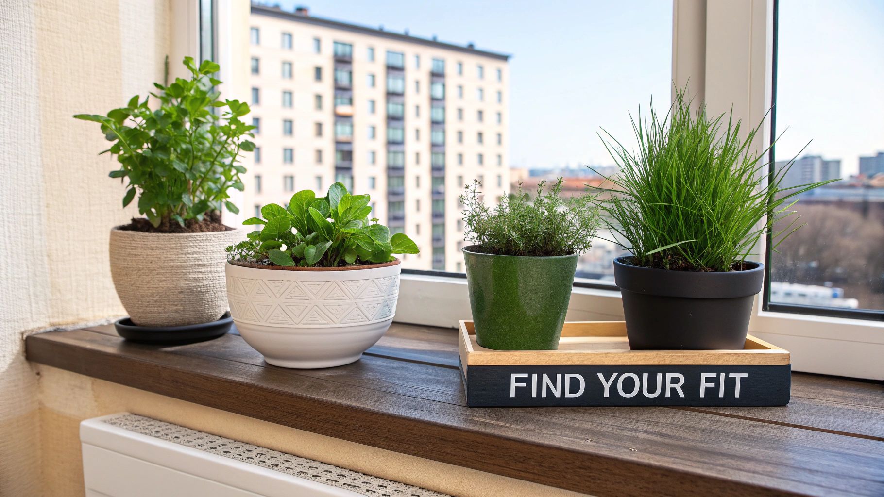 A person potting a vibrant green plant into a stylish self-watering planter.