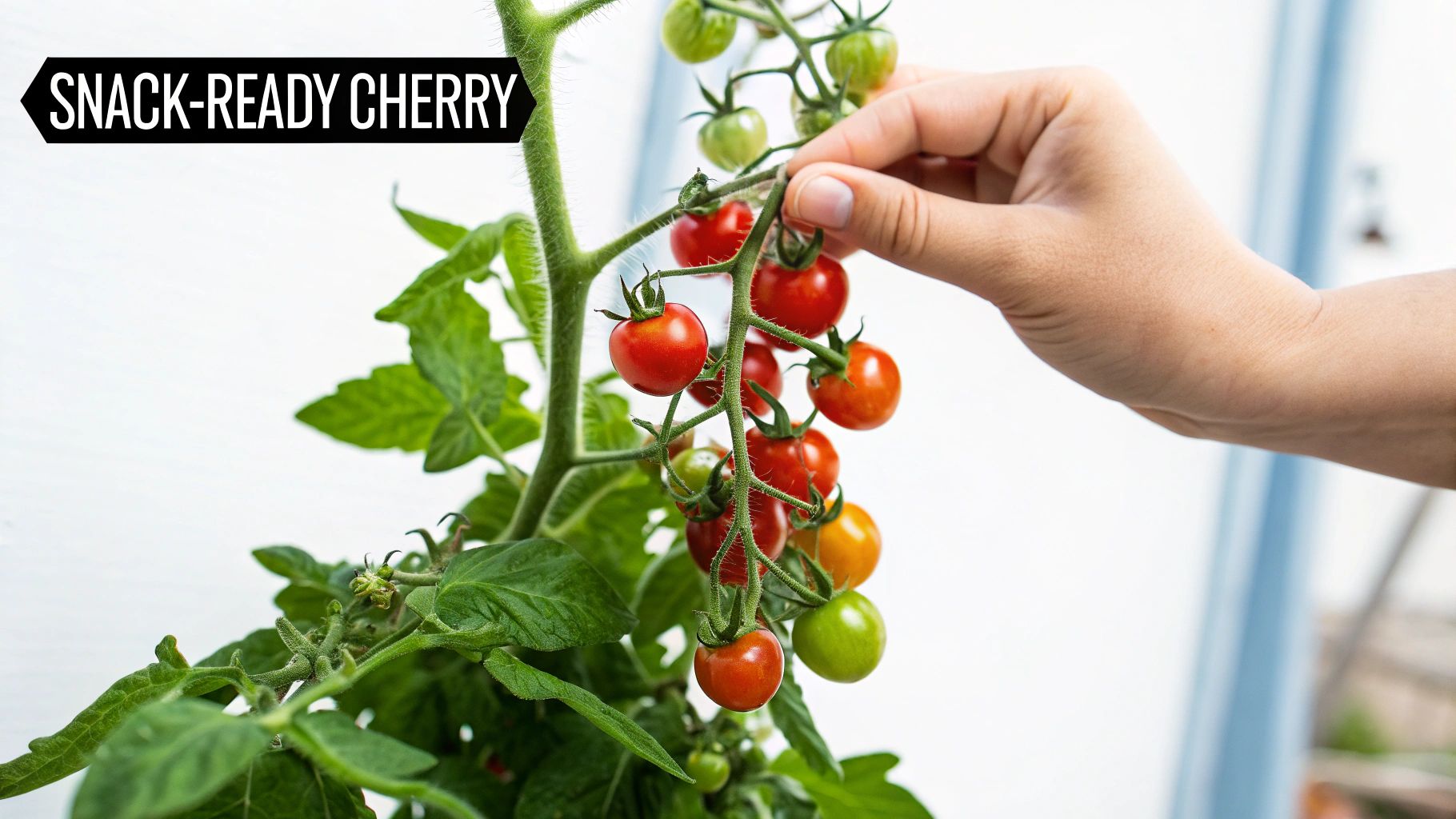Close-up of Roma tomatoes on a vine