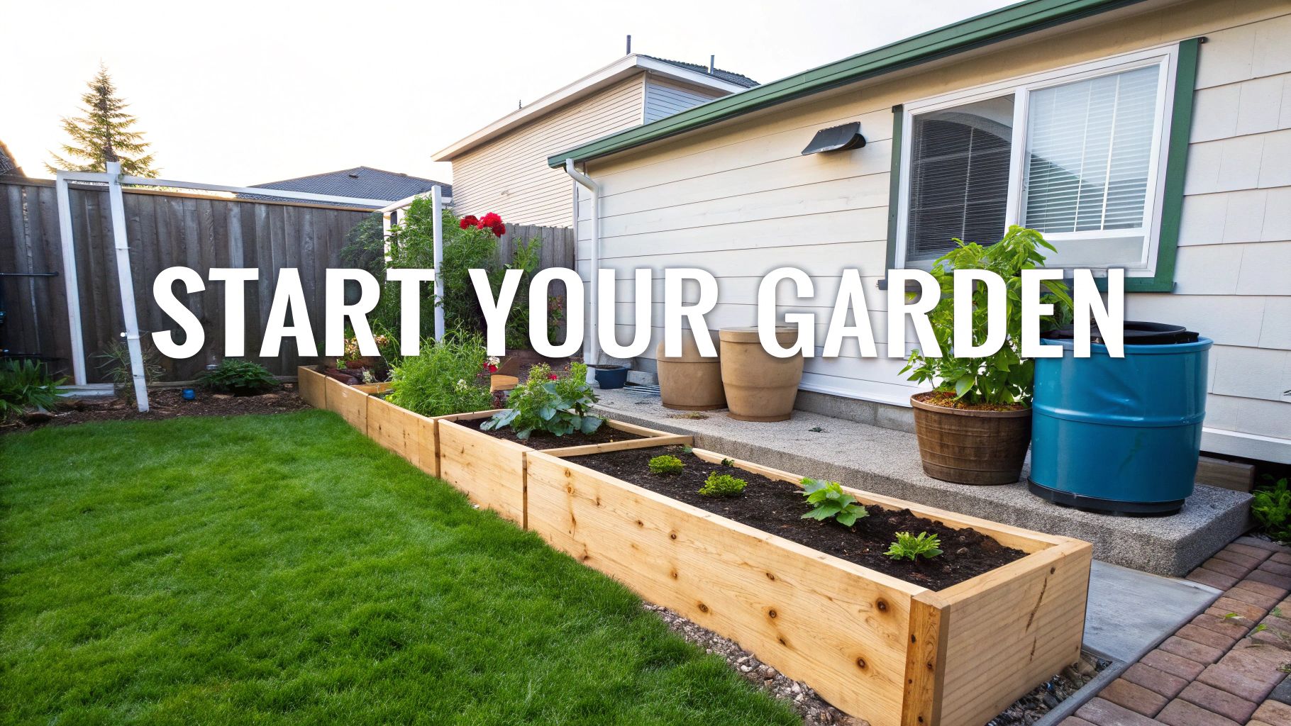 A person's hands holding rich, dark soil with a small green seedling sprouting from it, ready for planting.