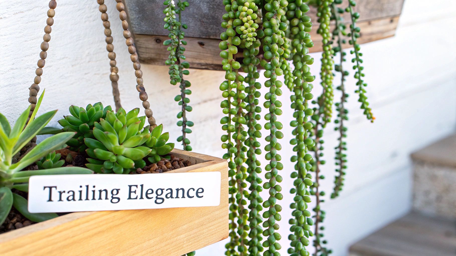 String of Pearls (Senecio rowleyanus) trailing arrangements