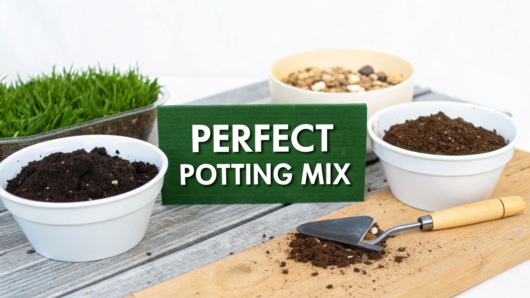 A person's hands mixing rich, dark potting soil in a large container.