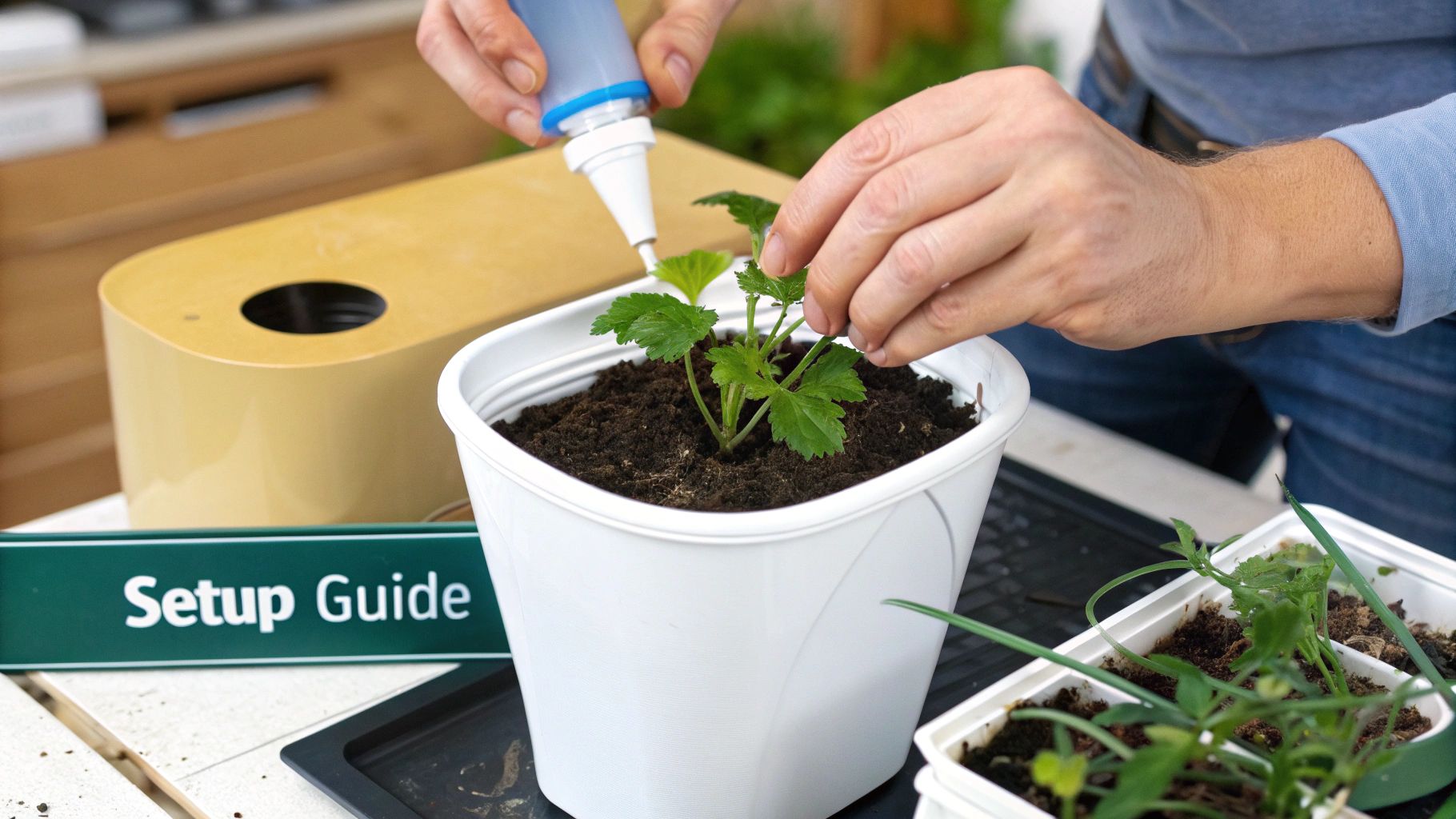 Self watering planter setup