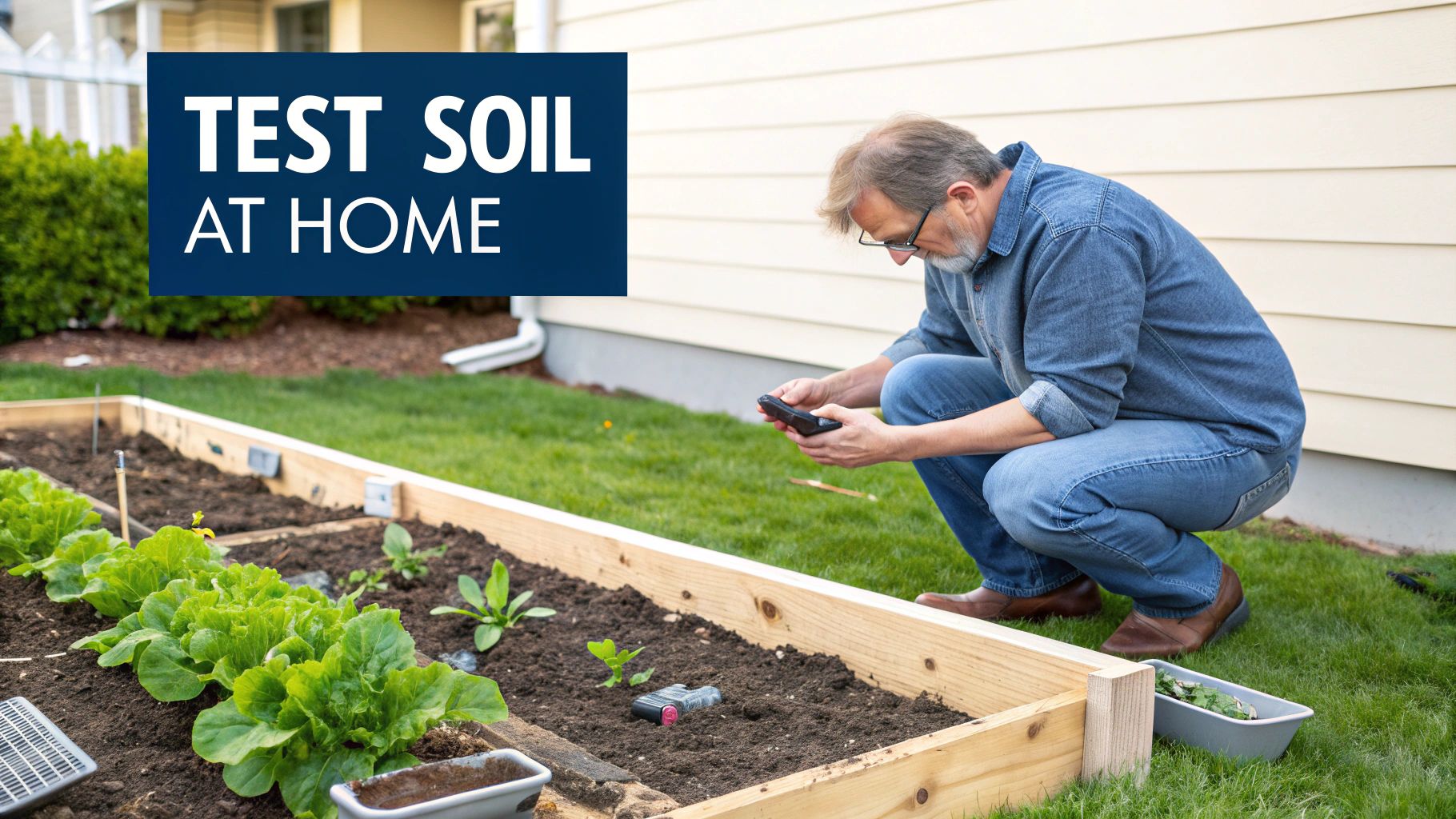A gardener holding rich, dark soil in their hands, examining its texture.