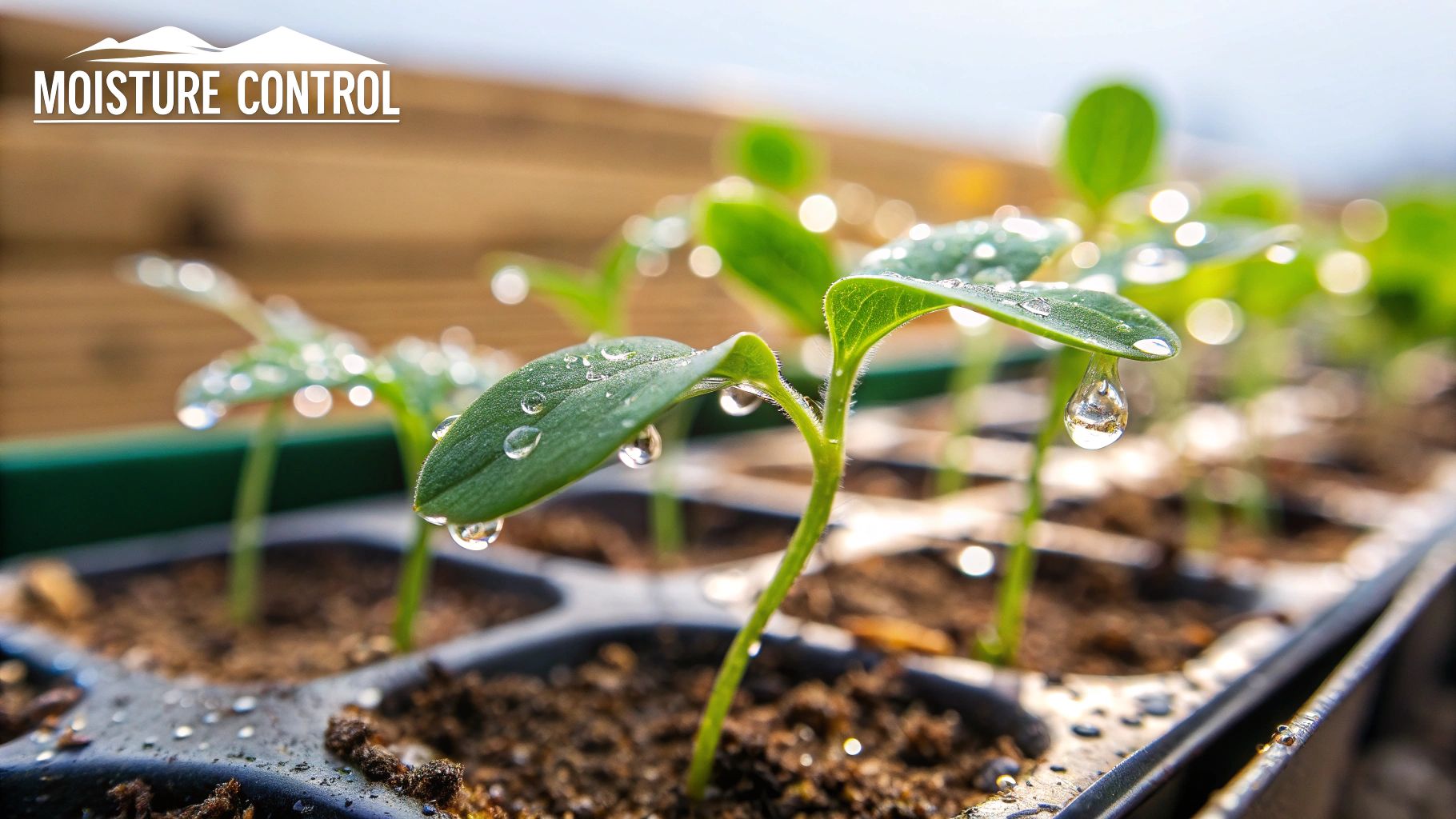 A seedling tray covered with a clear plastic dome to create a humid environment.