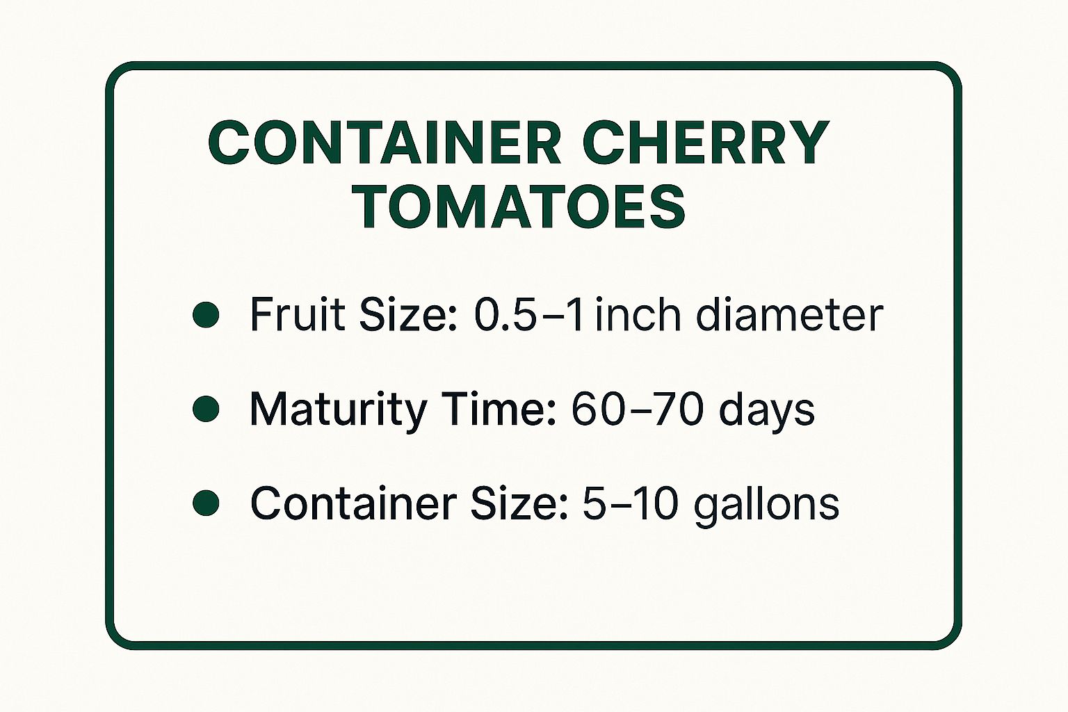 Infographic showing key data about Cherry Tomatoes