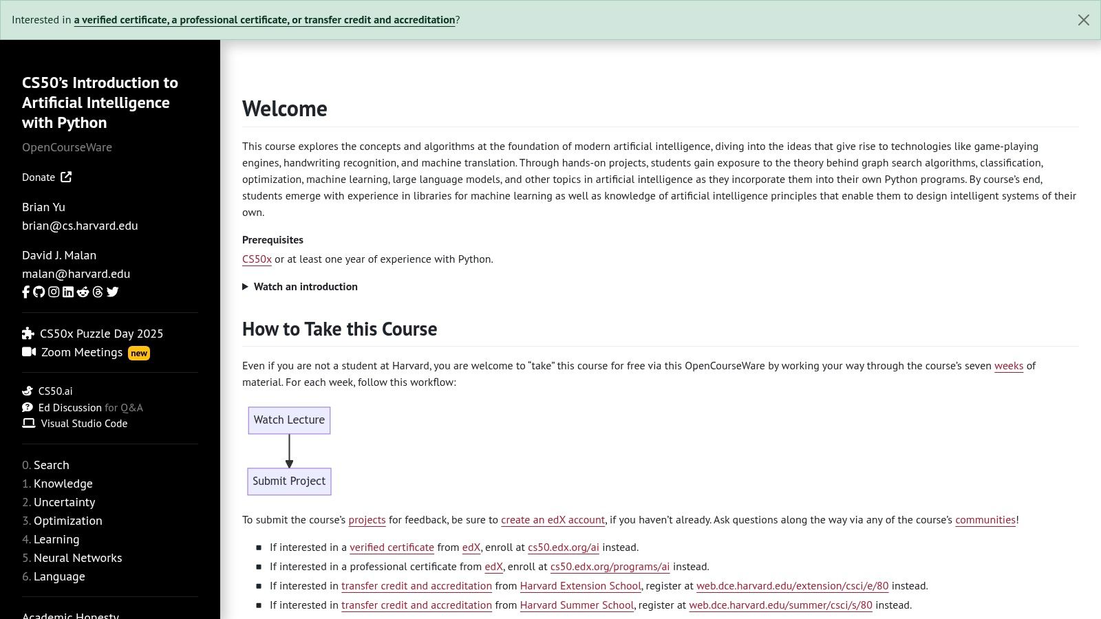CS50's Introduction to Artificial Intelligence with Python (Harvard)