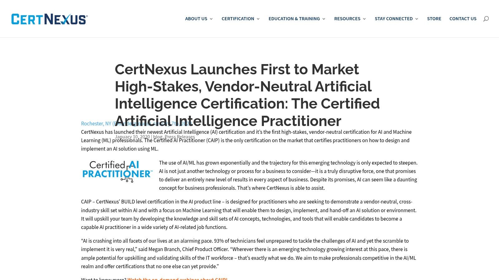 Certified Artificial Intelligence Practitioner (CAIP) by CertNexus