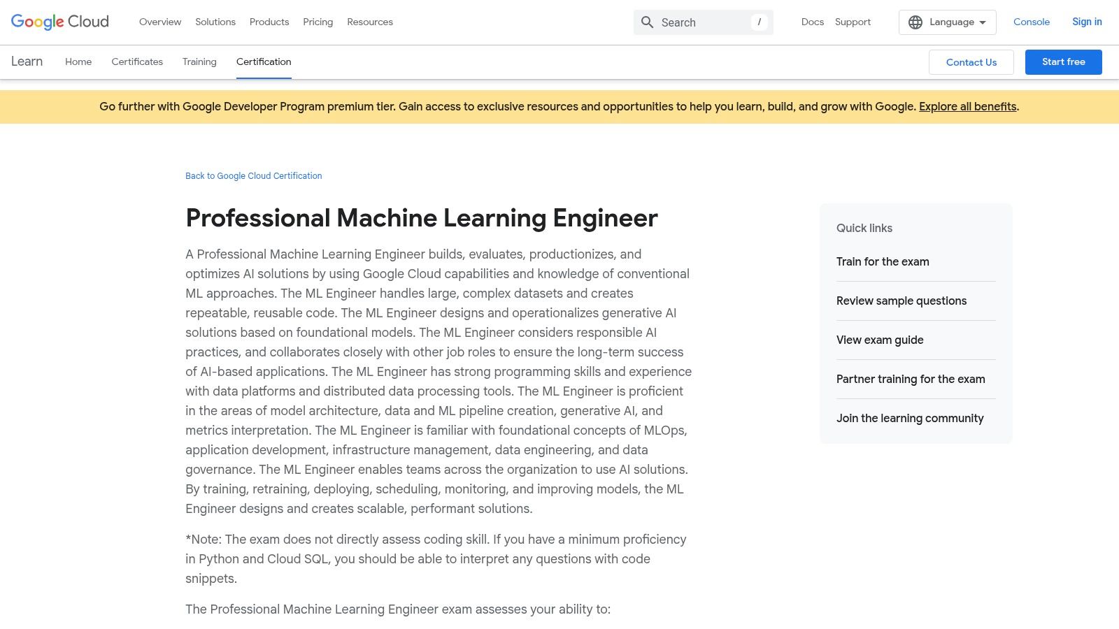 Google Cloud Professional Machine Learning Engineer