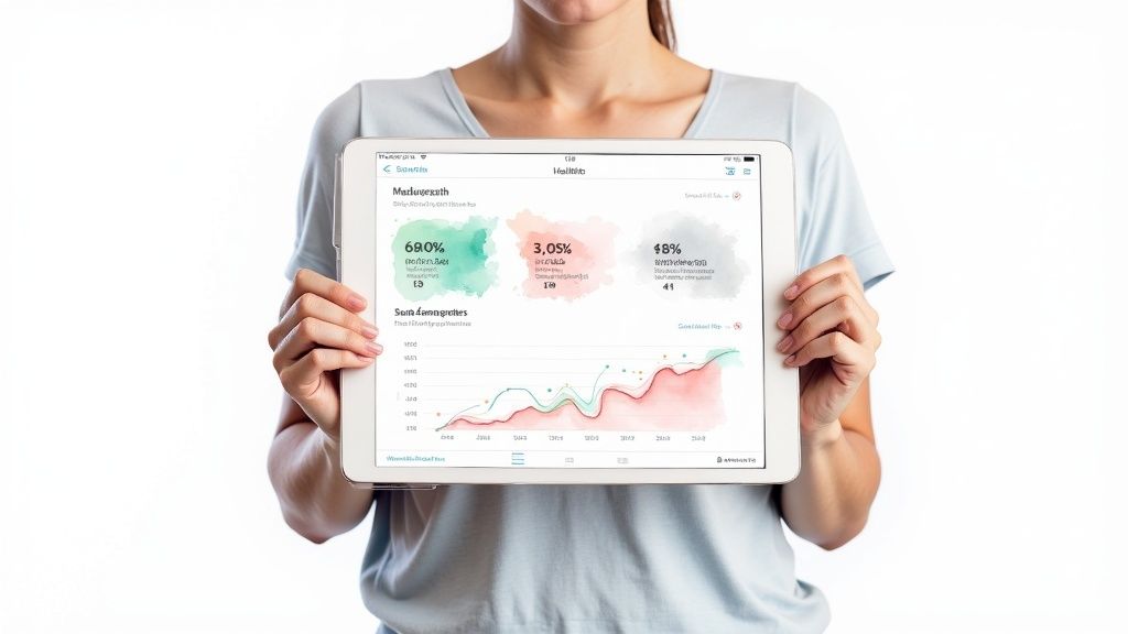 A person using a lancet to perform a finger-prick blood test at home, with the kit laid out on a clean surface.
