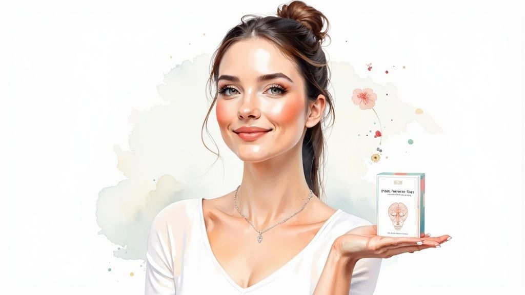 A woman looking thoughtfully at a chart, representing proactive health planning.