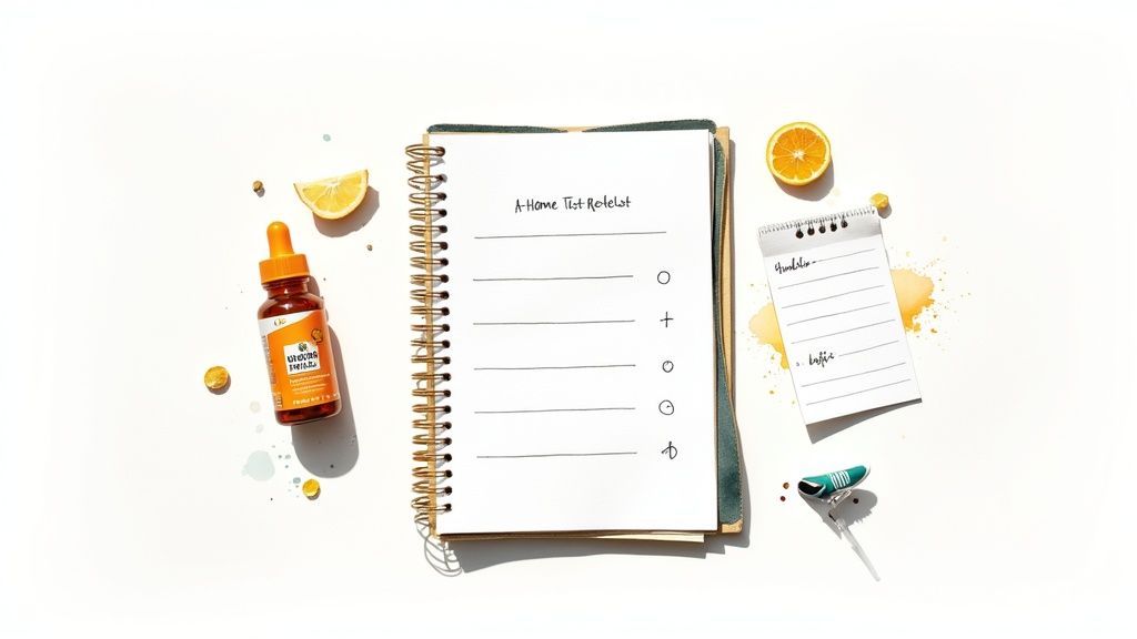 A person reviewing their health test results on a tablet while preparing a healthy meal, showing the connection between data and action.